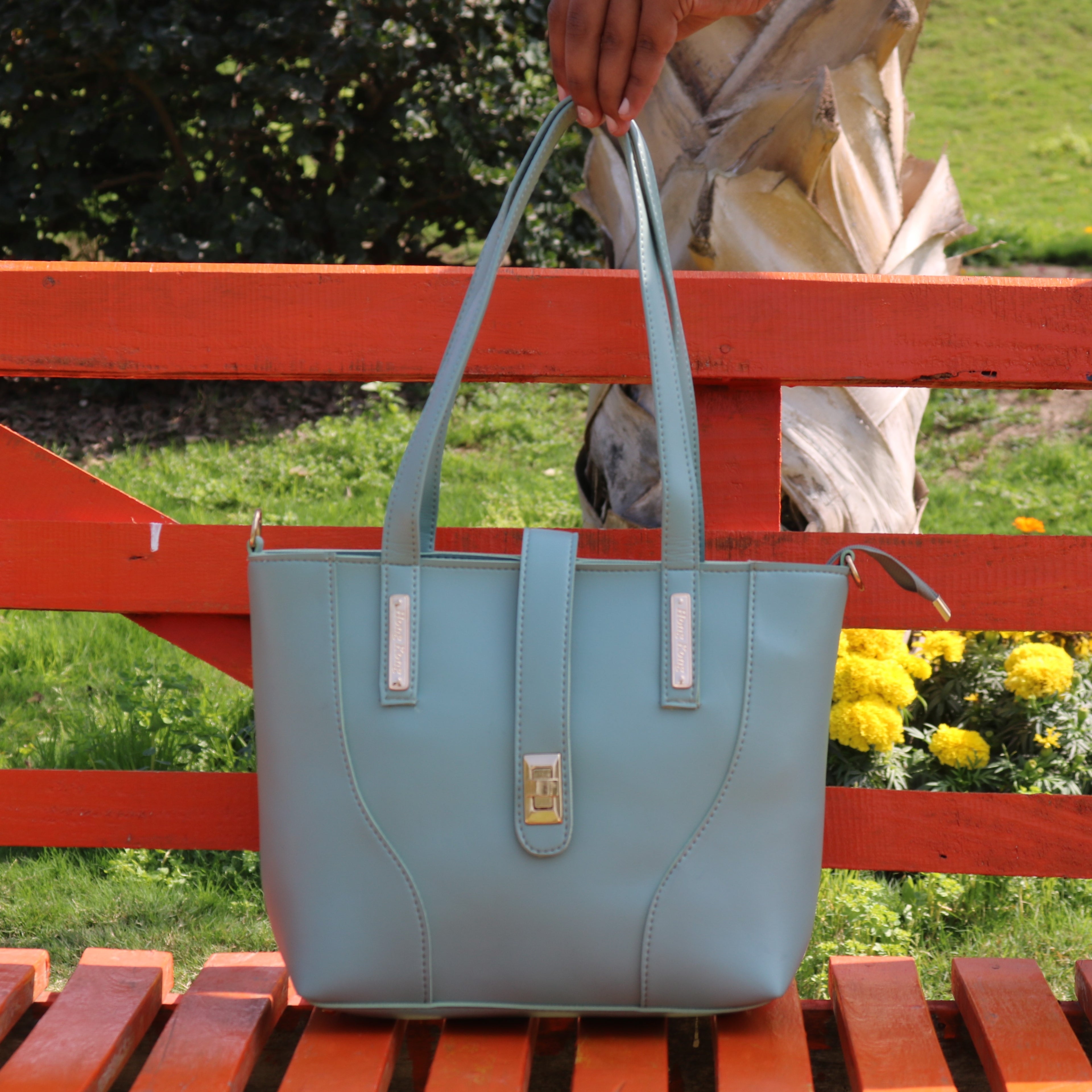 Sage Green Structured Tote Bag