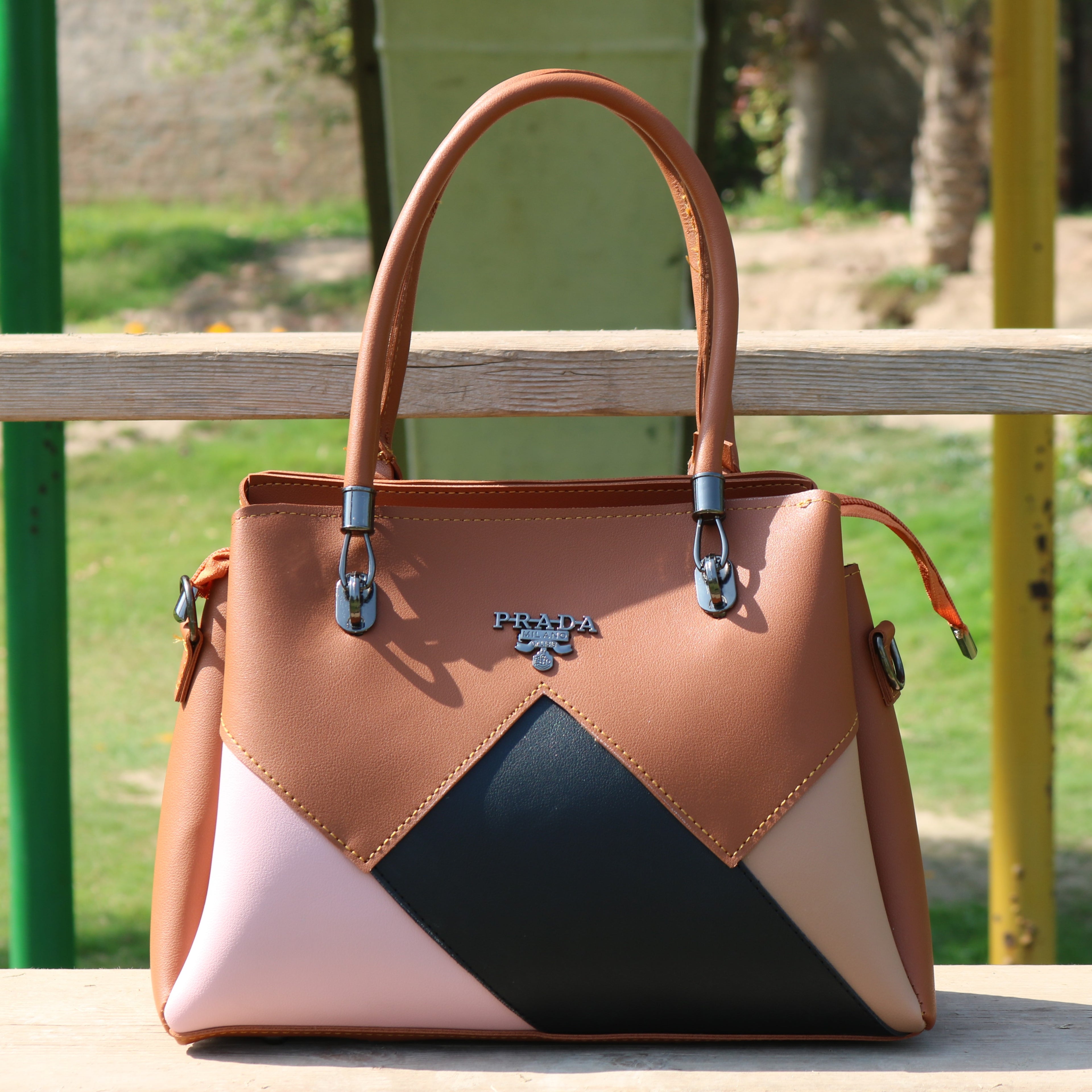 Tri-Tone Color Block Handbag
