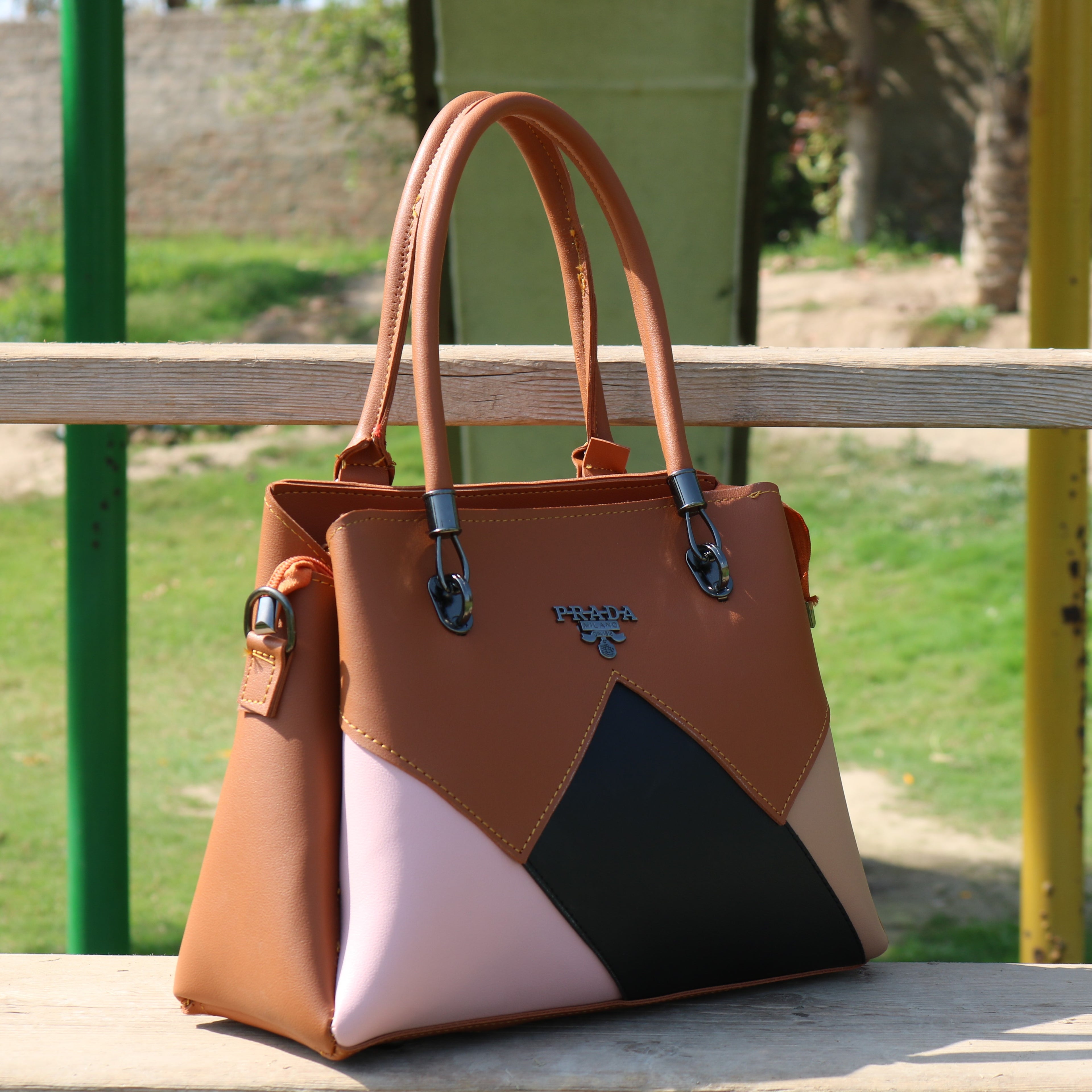 Tri-Tone Color Block Handbag