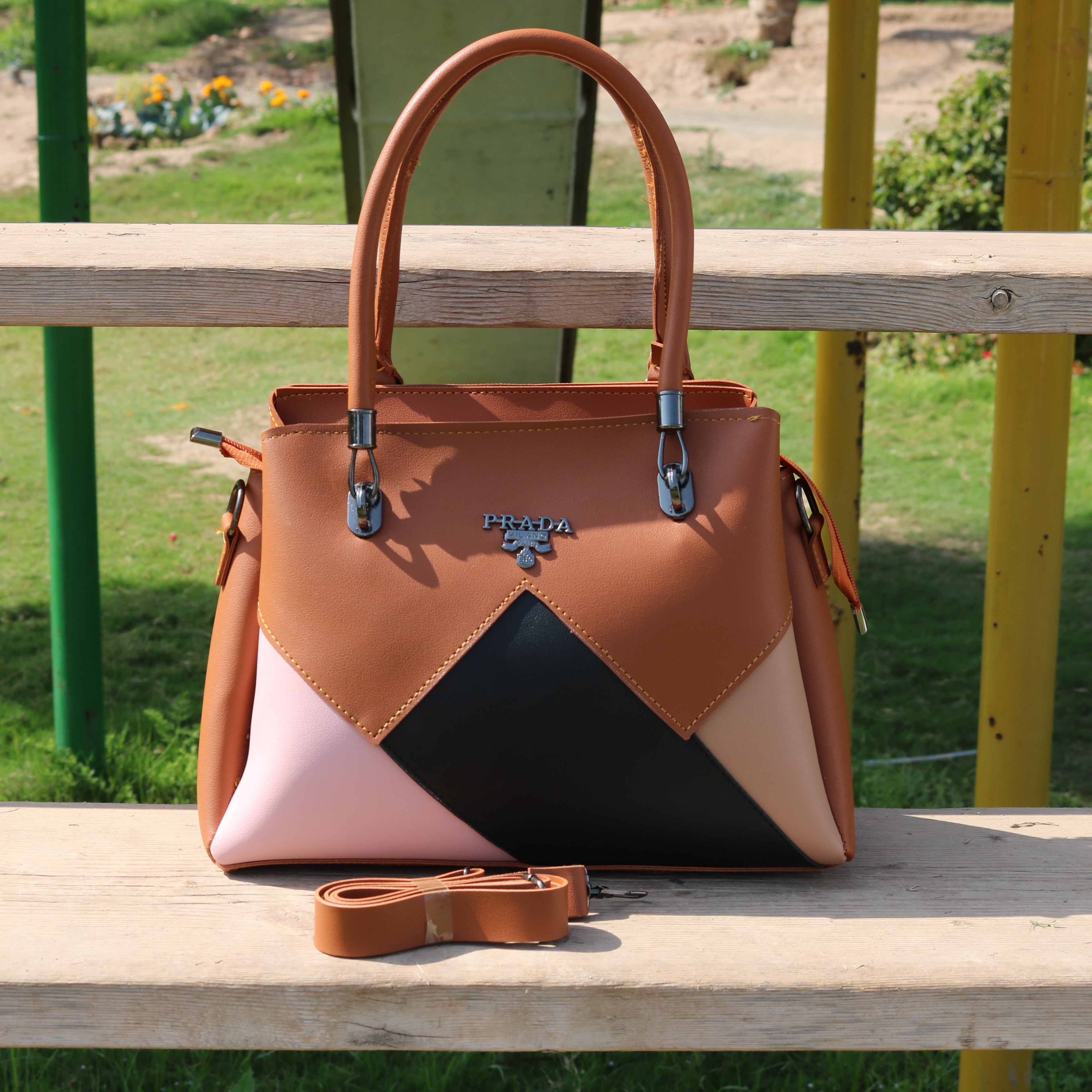 Tri-Tone Color Block Handbag