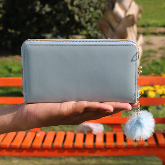 Baby Blue Quilted Wallet Clutch