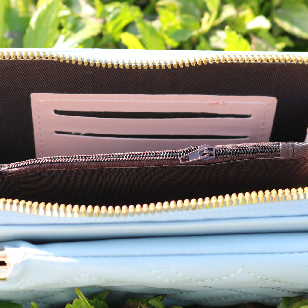 Baby Blue Quilted Wallet Clutch