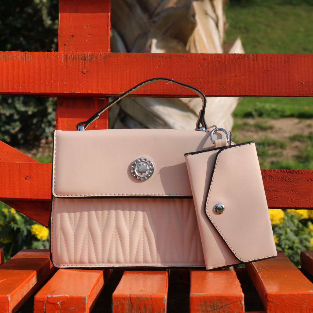 Blush Pink Quilted Crossbody Bag