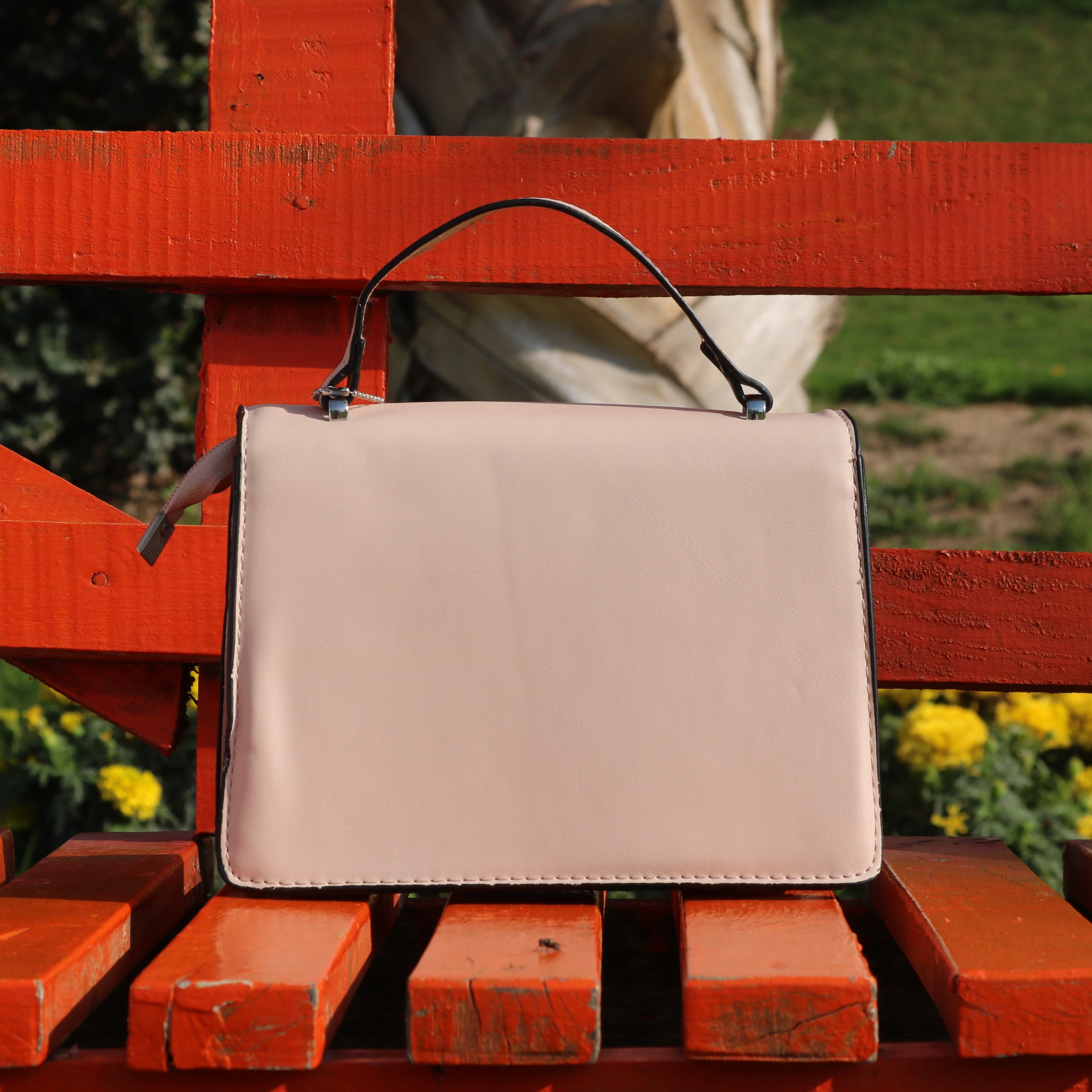 Nude Pink Quilted Crossbody Bag