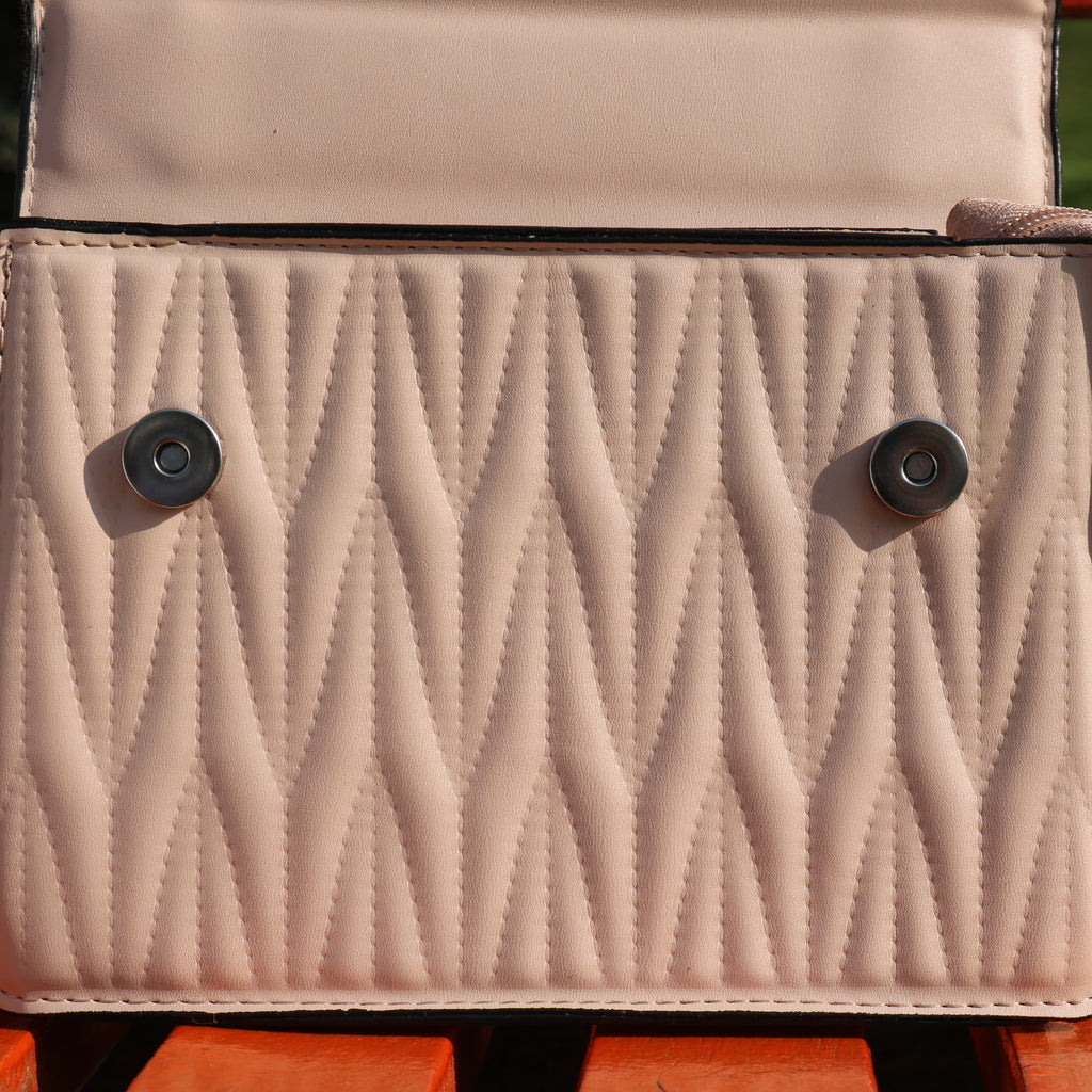 Nude Pink Quilted Crossbody Bag