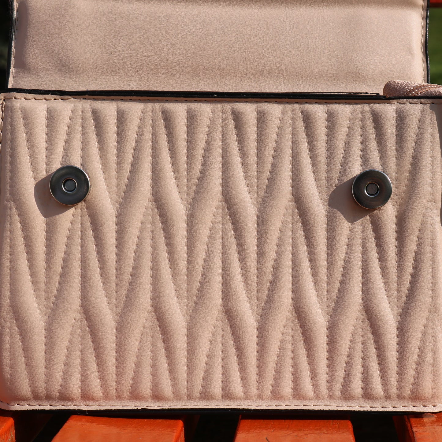 Nude Pink Quilted Crossbody Bag
