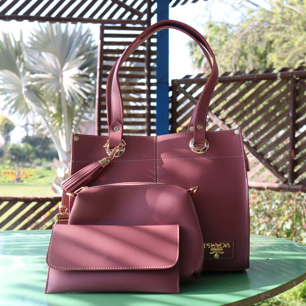 Burgundy 3-in-1 Tote Bag
