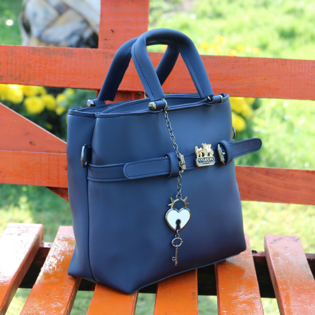 Navy Blue Structured Handbag