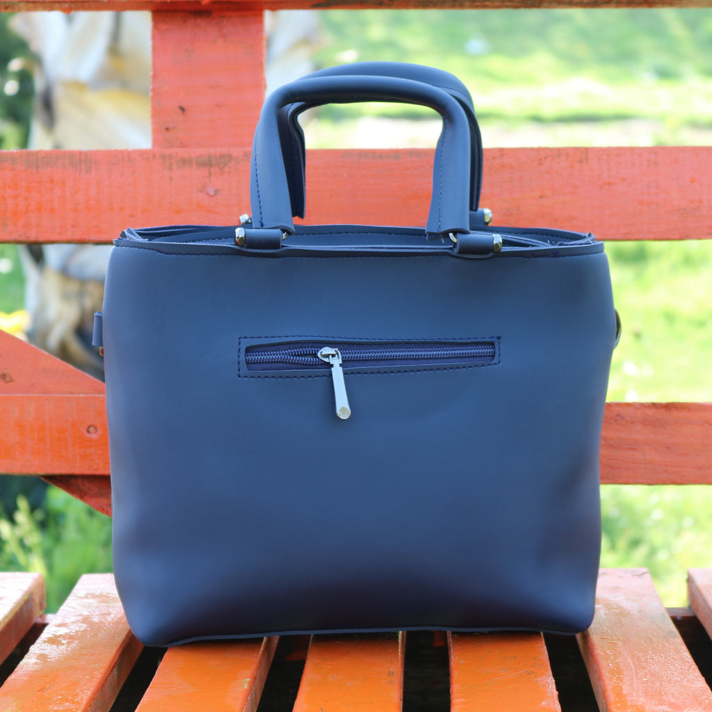 Navy Blue Structured Handbag