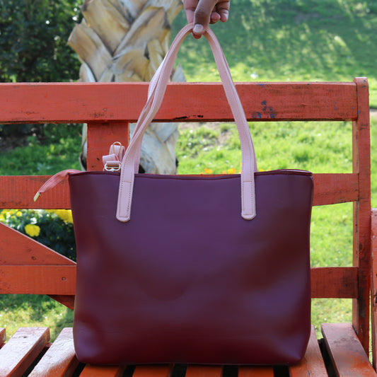 Burgundy & Blush Two-Tone Tote Bag