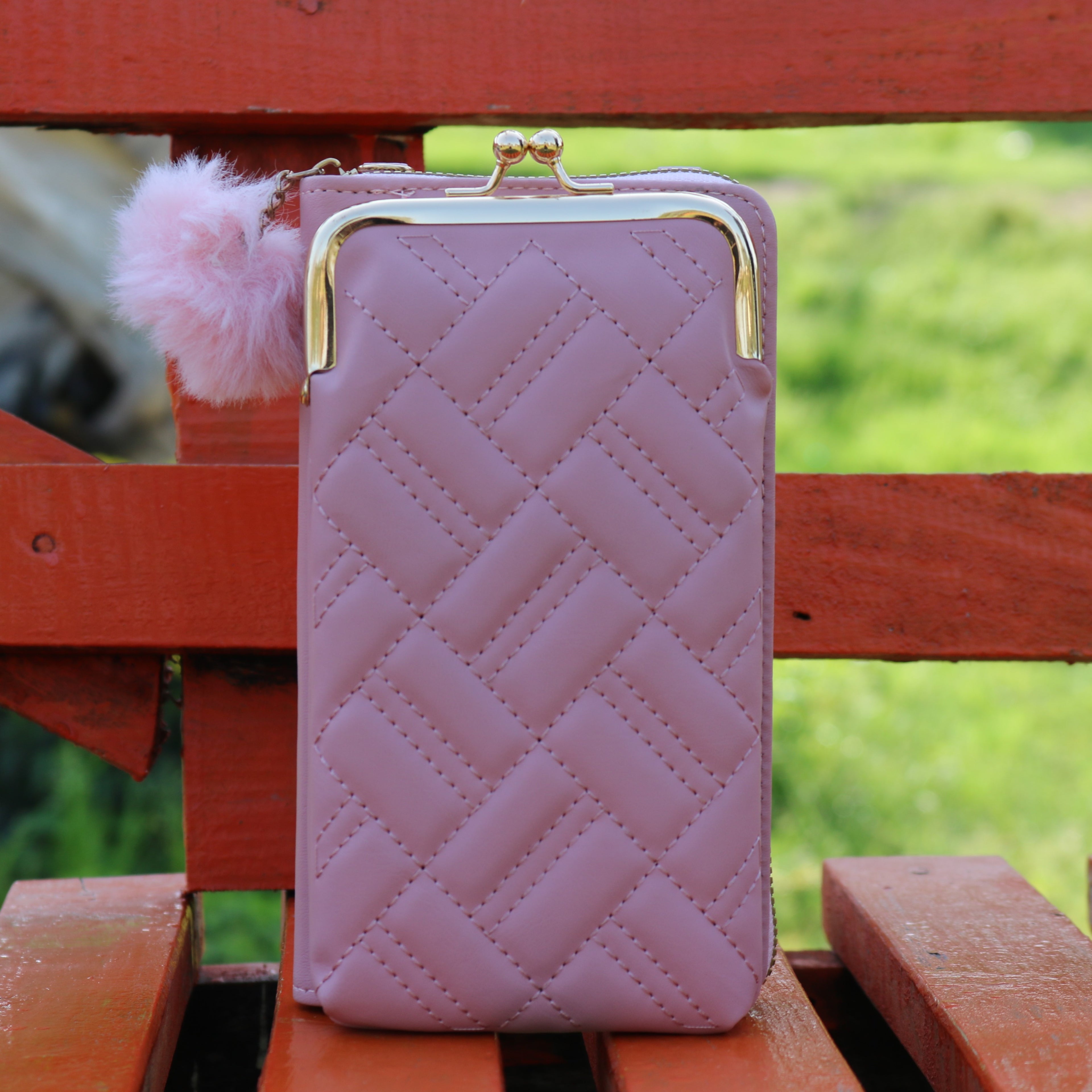 Mauve Pink Quilted Wallet Clutch