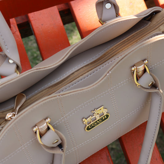 Beige Structured Handbag