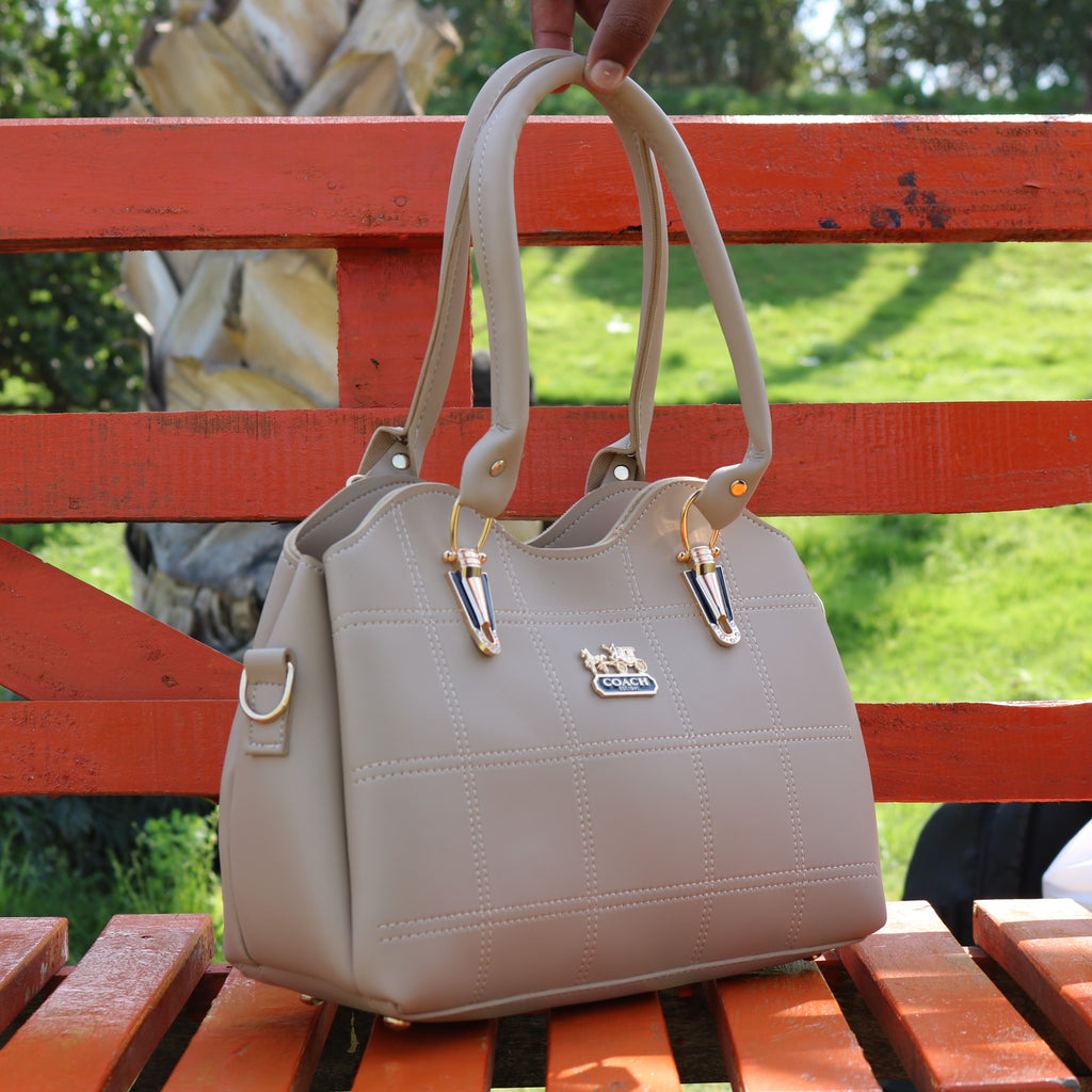 Beige Structured Handbag