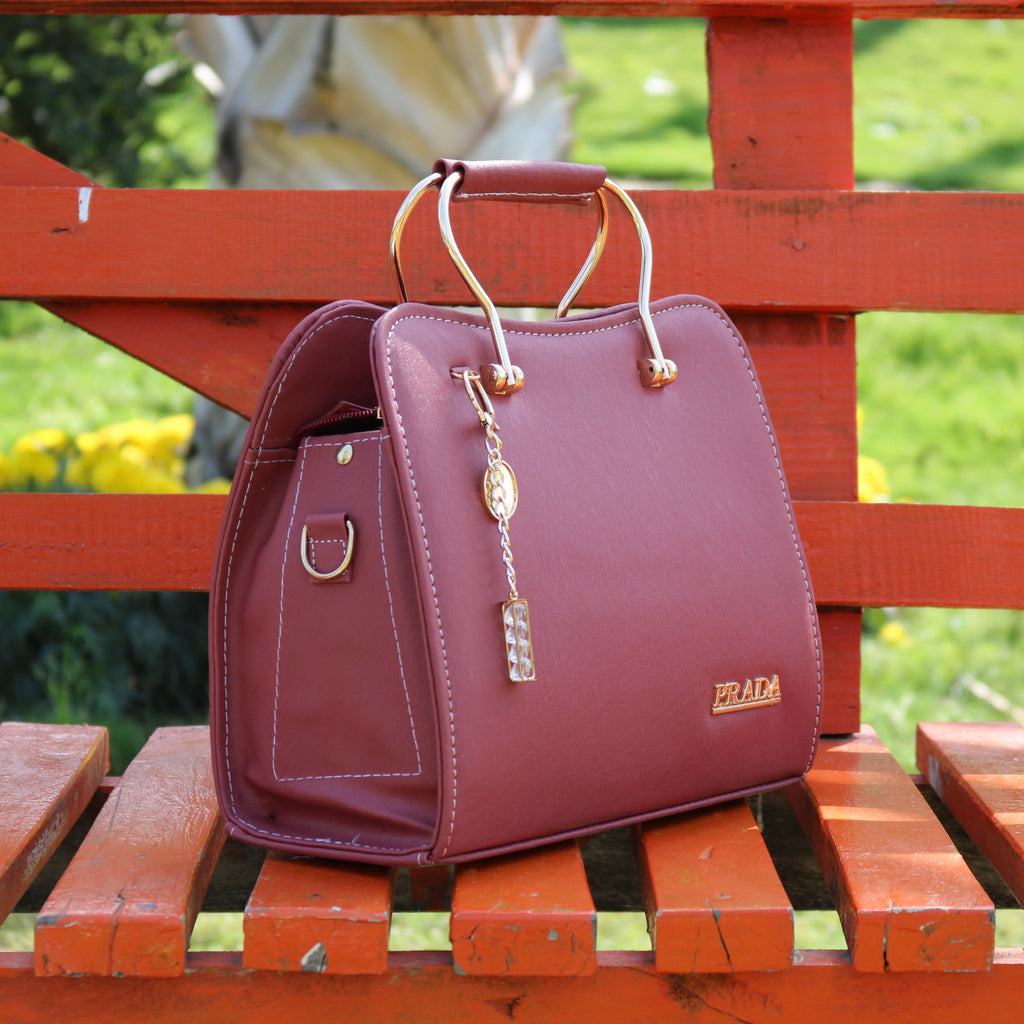 Burgundy Structured Handbag