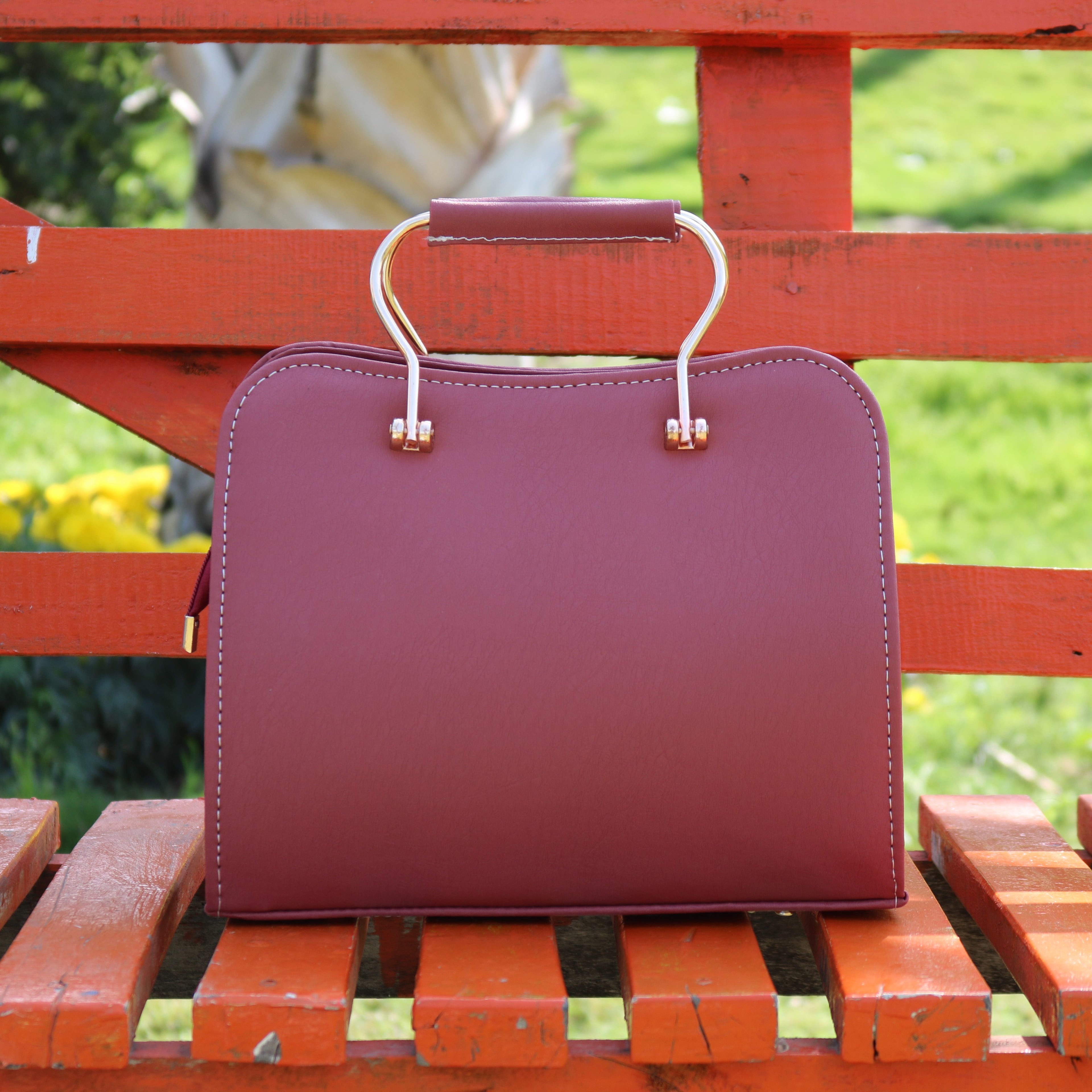 Burgundy Structured Handbag