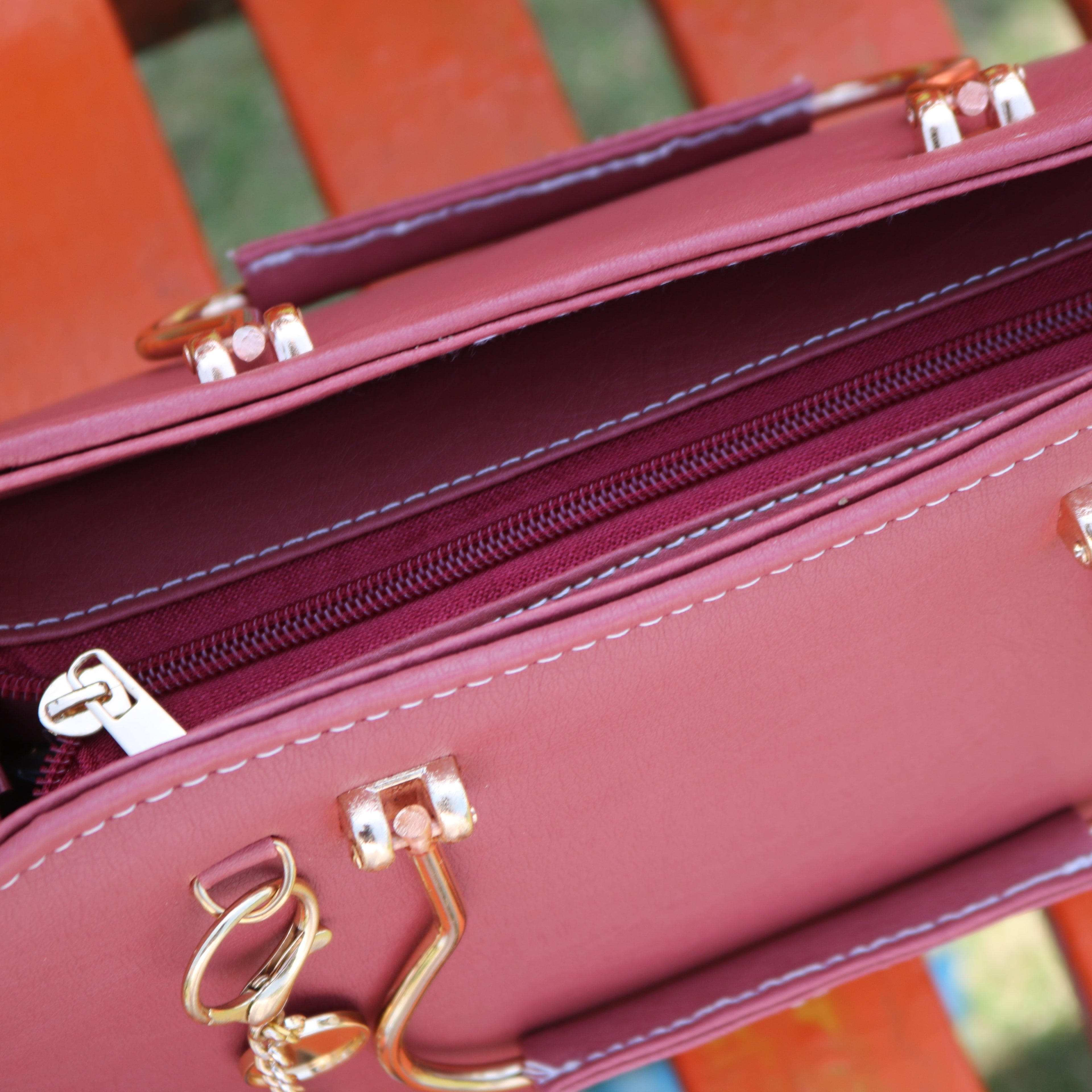 Burgundy Structured Handbag