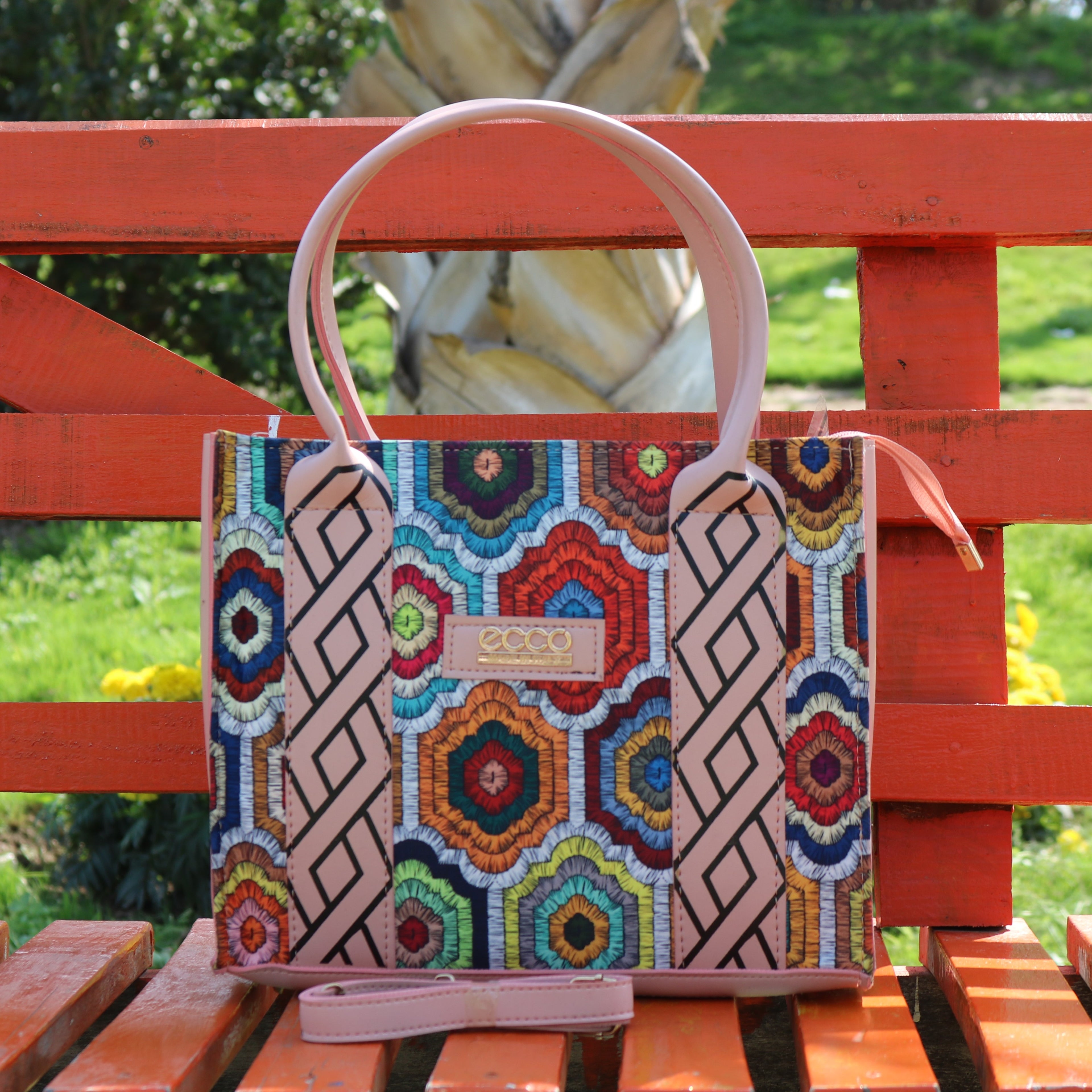 Multicolor Mosaic Print Tote Bag
